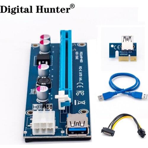 006C PC PCIE PCI Express Riser for Video Card PCI E 1x to 16x USB 3.0 SATA to 6Pin IDE Molex Power Cable for BTC Miner Mining