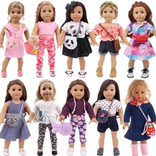 1 Set Doll Clothes=Dress Skirt+Cute Animals Bag For 18 Inch American&43CM Reborn Baby New Born Doll ,Girls Russia DIY Gifts Toy