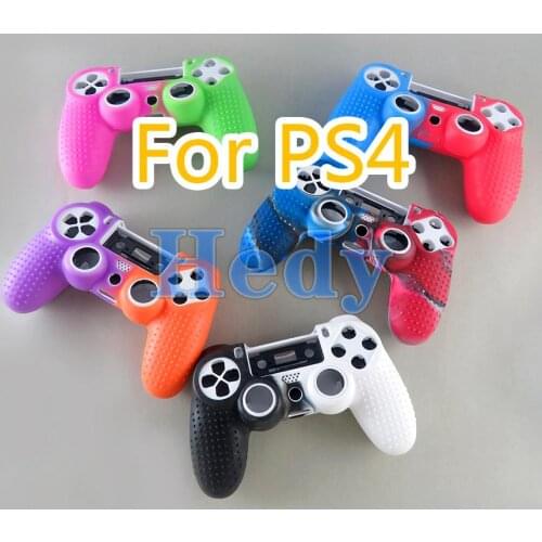 2pcs Colorful Anti-slip Silicone Rubber Skin Case Cover for PS4 Dualshock 4 Pro Slim Controller with Free Thumb Stick Grips