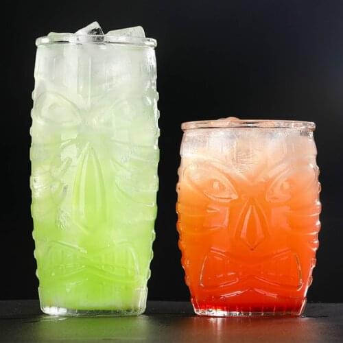 2 Wind Grid 400-600Ml Hawaii Tiki Cup Creative Face Statue Cocktail Cup Cola Sand Ice Beer Cool Drinks Cup Milkshake Cup