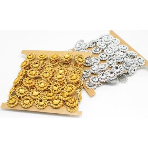 2 Yard Acrylic Sunflower Crystal Rhinestone Faux Diamond Ribbon Acrylic Flower Mesh Wrap Tape for Wedding Party Decorations