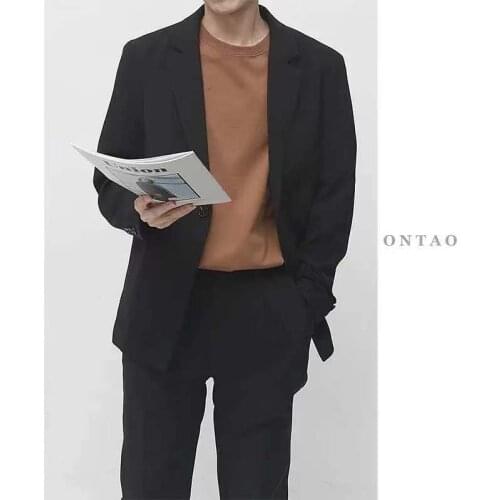 2021 Korean Style Mens Suit Jacket Casual Handsome Single Western-style Clothes Trend Coats Solid Color Outerwear S-2XL