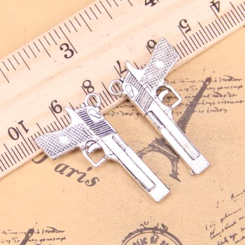 25pcs Jewelry Charms gun browning pistol 45x20mm Antique Silver Plated Pendants Making DIY Handmade Tibetan Silver Jewelry