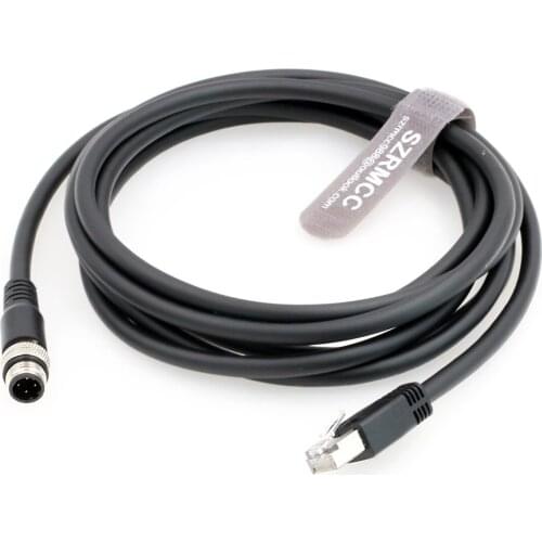 M12 4 Pin D-Code Male to RJ45 Gigabit Ethernet Cat-6 Shielded Cable for Cognex Industrial Camera