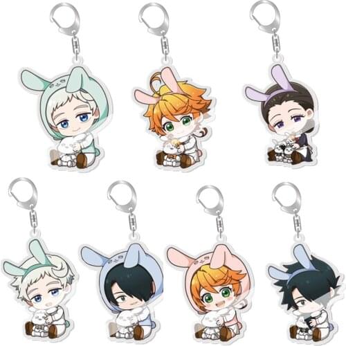 5-10pcs Anime The Promised Neverland Emma Ray Don Norman Nat figure Keychain pendant Cute toys Fashion Key Ring bags Charms Gift