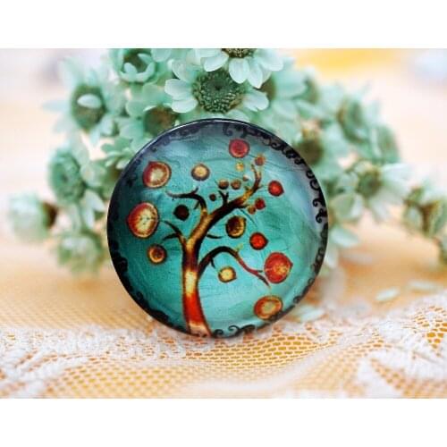 5PCS/lot Round 25MM Tree pattern Glass Cabochon for necklace bracelet Jewelry Supply for necklace women 2019 womens earring