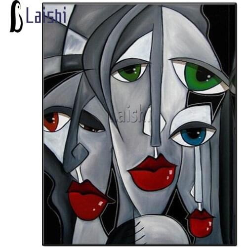 Large size full round drill Embroidery Abstract confused woman diamond rhinestone painting cross stitch diamond mosaic Colorful