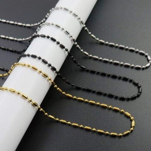 2.4mm*50cm 55cm 60cm Gold-color Black Color Stainless Steel Bamboo Chain Necklace Fashion Gift Jewelry