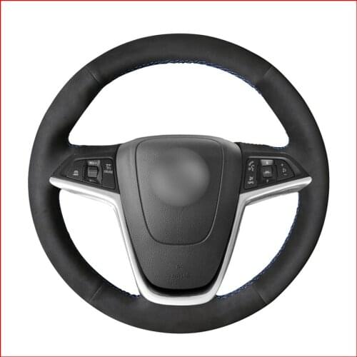 Black Suede Steering Wheel Cover for Opel Astra (J) 2010-2015 Ampera 2012-2015 Meriva (B) 2010-2017 Zafira Tourer 2011-2016