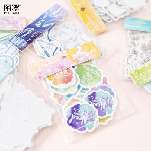 45PCS/Pack New Cute Transparent Deep-sea Shark Decorative Diary Label Pack Decorative Scrapbooking Children Stationery Stickers