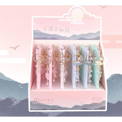 36 pcs/lot Cute Chinese style Pendant Gel Pen Kawaii 0.5mm black ink Signature Pens office school writing supplies gift