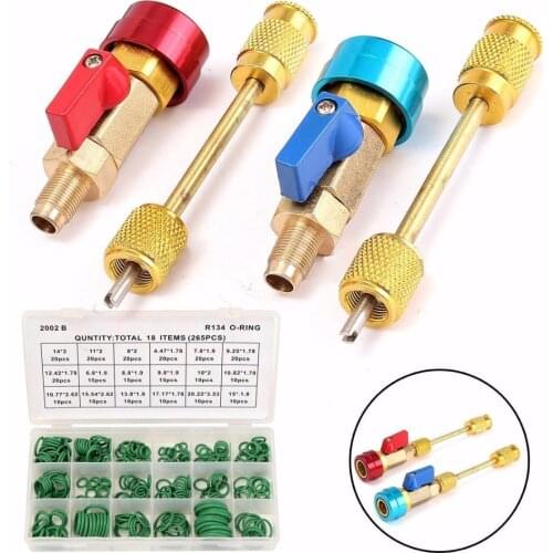 R134a Valve Core Quick Remover Tool + 265Pcs A/C R12 Car O-Ring Assortment Kit