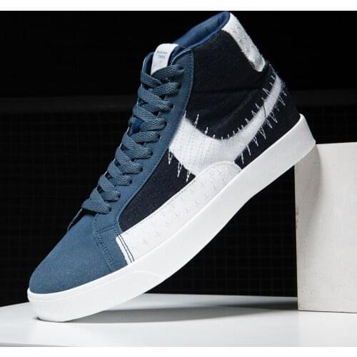 Mens Canvas Casual Shoes Flats Sneakers High Top for Men Blue Sneakers Outdoor Skateboarding Board Shoes Espadrilles