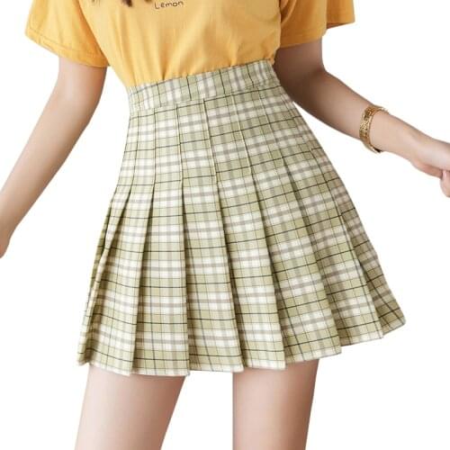 Pleated Skirt Short Skirt Women 2020 New Style Hoge Taille Vrouwen Rokken Mini Rok Koreaanse Plaid Rok Korte Broek Geplooide Rok