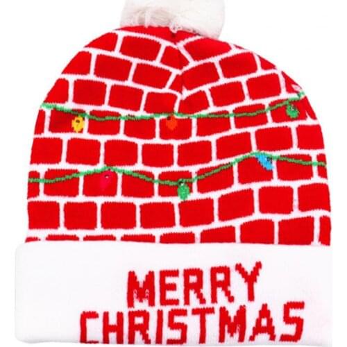 Creative LED Christmas Hat 3 Glowing Modes High Elastic Knitted Fabric Xmas Themed Hat Christmas Gift for Kids 2021 New