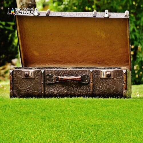 Laeacco Old Suitcase Grassland Photography Background Spring Photo Backdrops Baby Portrait Photophone Photocall For Photo Studio