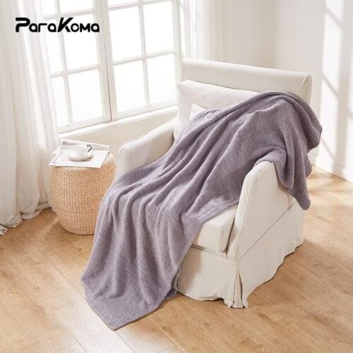Summer Flocked Blanket Sofa Blanket Knitted Jacquard Solid Color Throw Blanket Fluffy Blankets for Beds Keep Warm 130x180cm