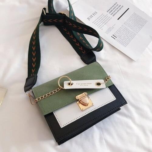 Womens Matte Crossbody Bags Female Contrast Color Shoulder Bags Ladies Chain Messenger Bag Fashion Small Square Handbag