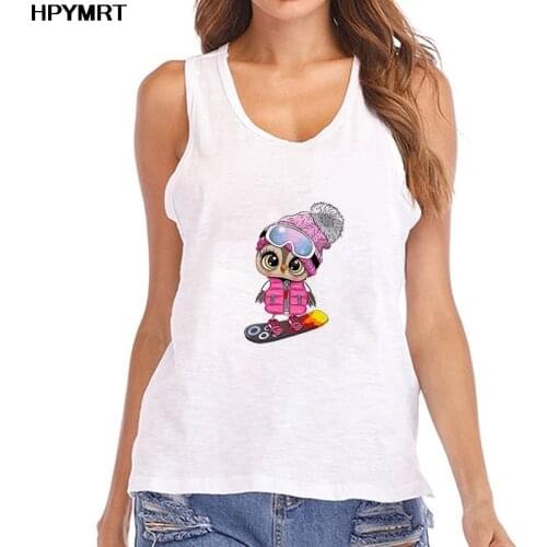 Cute Owl ski Printed Fashion Tank Tops Female Vest Casual Harajuku Graphics Ladies Sexy Sleeveless Tee Clothing Top Streetwear