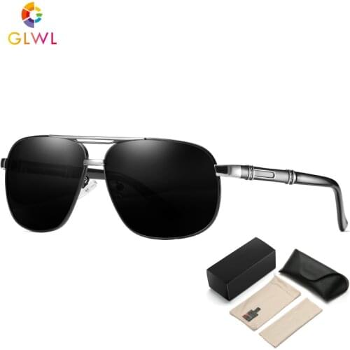 Mens Glasses Fashion 2021 Polarized Sunglasses With Leather Case Male Drivers Shade UV 400 Sun Lenses Retro Pilots Eyeglasses