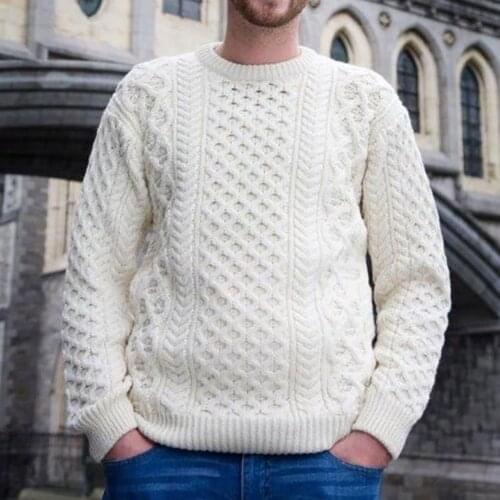 Casual Loose Mens Round Neck Knitted Sweater Long-Sleeve Solid Color Warm Pullover Tops Blouse Winter Men Clothing свитер