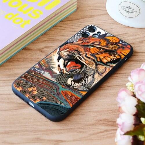For iPhone Catching Tigers Print Soft Matt Apple iPhone Case 6 7 8 11 12 Plus Pro X XR XS MAX SE