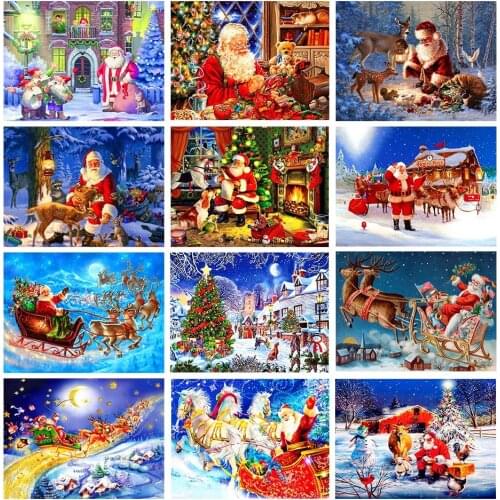 DIY 5D Diamond Painting Kits Christmas Gift Full Roud With AB Drill Cross Stitch Rhinestone Embroidery Home Decoration Painting