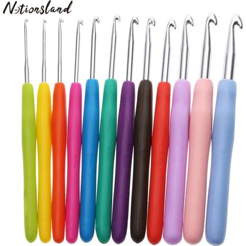 2mm-8mm Crochet Hooks Set 12pcs Soft Handle Aluminum Crochet Hooks Set Smooth Knitting Needle for Yarn Knit Needles DIY Tool