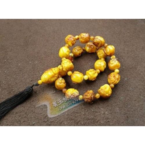 Natural amber beads hand string floating brine old wax with skin 18 arhats beads beads bracelet