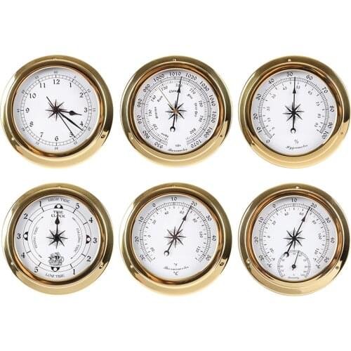 New 1pcs Brass Case Weather Station Barometer Temperature Hygrometer Clock and Clock Tid 115mm 1-6 model to choose B91156