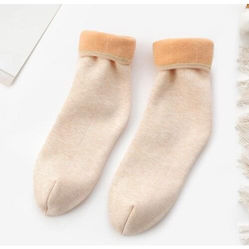 New Socks Cotton Plus Velvet Socks Autumn Winter Calcetines Vertical Strips Thick Warm Home Floor Snow Socks