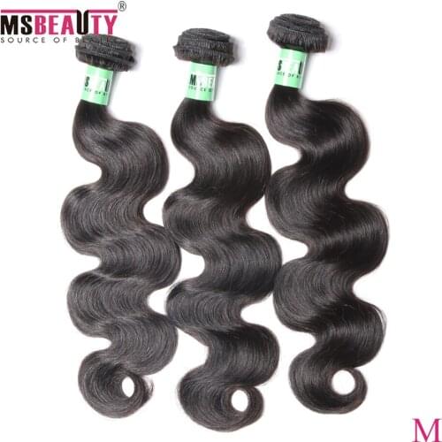 Body Wave Bundles Peruvian Hair Weave Bundles Msbeauty Middle Ratio Remy Human Hair Extensions 3pcs/lot Natural Black 10-28 inch