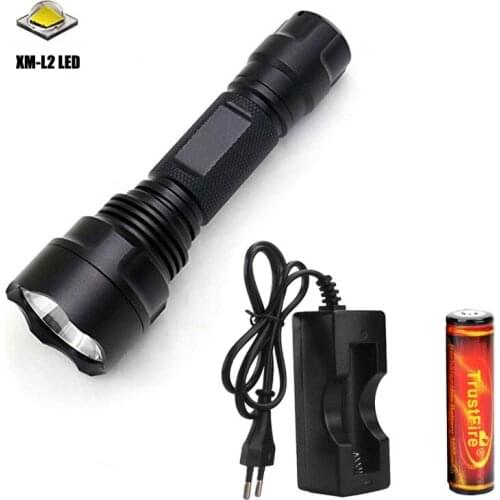 Highlight C2-T60 3-Mode L2 1200lm LED Flashlight set LED Lamp Torchlight 18650 Flashlight Torch w/ 18650 Battery + Charger