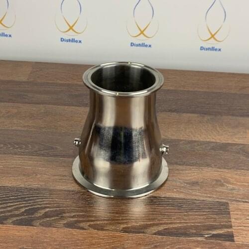 1,5" x 2" Reducer with thermowell 6mm and 4mm .Sanitary Steel 304 . Height 100mm