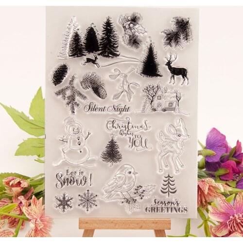 Merry Christmas Transparent Clear Silicone Stamp/Seal for DIY Scrapbooking/photo Album Decorative Clear Stamp Sheets T1643