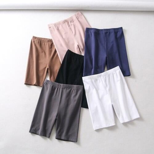 Sexy women high waist elastic solid color slim Knee-Length bikeshorts leggings female