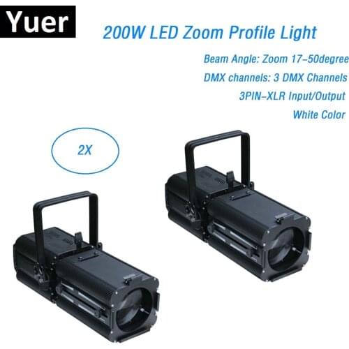 2Pcs/Lot LED Ellipsoidal Lights 200W White Led Leko Lights DMX, Autorun, Master/Slave White Color Professional Profile Spotlight