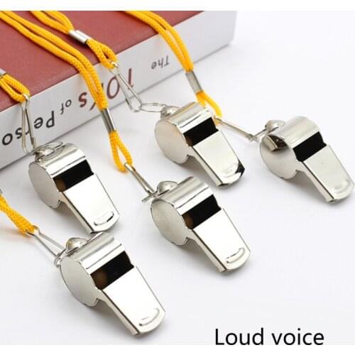 Stainless Steel Whistle w/t Adjustable Lanyard for Outdoor Sport Supplies Loud Crisp Whistle Non-Rust Officer Referee