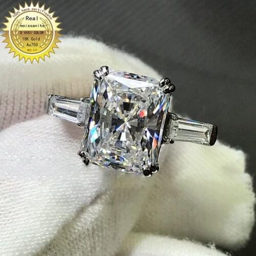 Solid 18K Gold 2ct Moissanite Diamond Ring D color VVS With national certificate 0014