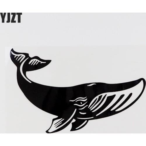YJZT 15.6CM×10.2CM Ferocious Whale Marine Organism Car Stickers Black/Silver Vinyl Decal 13D-1171