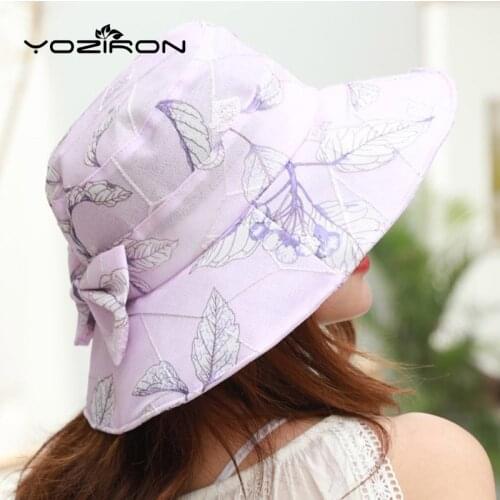 Print Flower Leaves Sun Hats For Women Summer Casual Bow Organza Beach Caps Adult Pink Linen Chiffon Sunhats