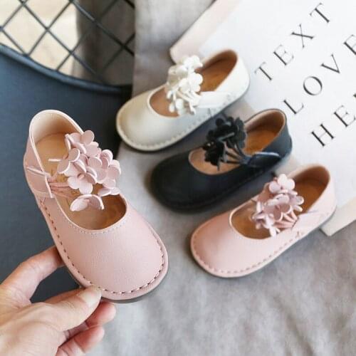 3-8 year Spring kids shoes toddler girl dress shoes flowers decor leather casual children party outfit korean soft princess shoe