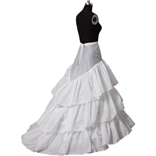 Womens 2 Hoops Train Wedding Dress Bridal Gown Petticoat White 2023
