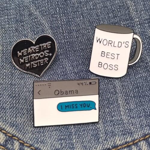 Three Style Creative Text Alloy Badge Brooches Enamel Pins Lapel Pins Hat Jacket Backpack Jewelry Collar Gift For Kids/Friends