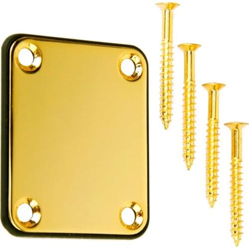 Gold Neck Plate W/ Mounting Screws For Bolt-on Neck Guitars Durable Musical Guitars Accessories