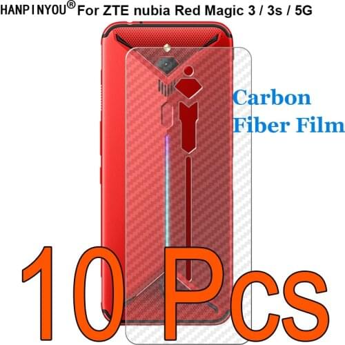 10 Pcs /Lot For ZTE nubia Red Magic 3 / 3s / 5G 6.65" 3D Ultra Thin Carbon Fiber Back Film Skin Screen Protector Sticker