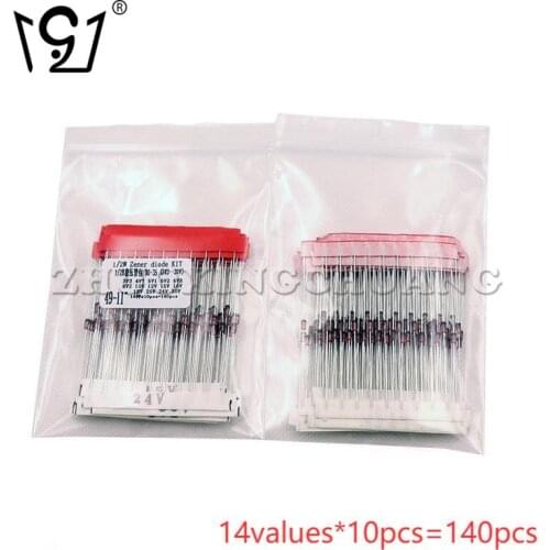 140PCS 1/2W zener diode package component sample package (3V3-30V) is commonly used 14values*10pcs