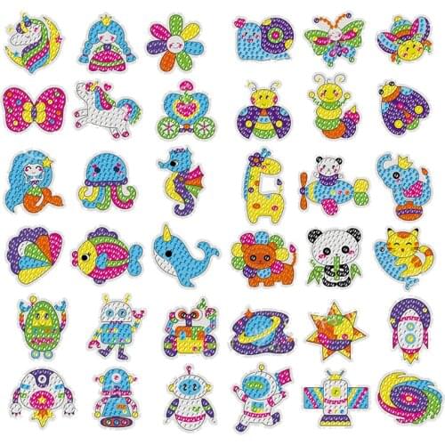 5D Diamond Painting Stickers For Kids Deer Unicorn Princess Space Robot Rhinestone Diamond Painting by Number Kits Embroidery