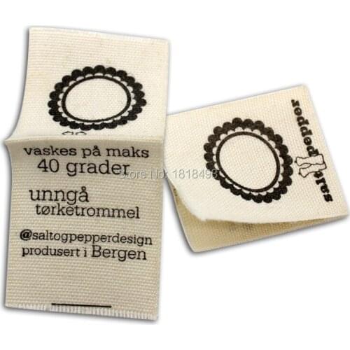 Free shipping custom clothing loop fold cotton label/cotton tag printing/garment main labels/shirt labels/logo/brand 1000 pcs