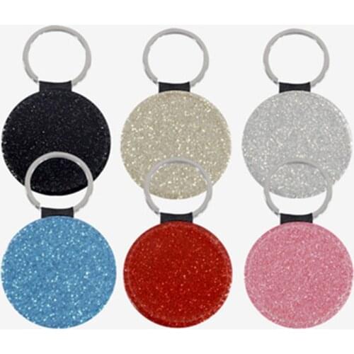 50pcs/Lot Sublimation Blank Leather Keychain Pendant Fashion Heat Transfer Round DIY Keychains Creative Gift Supplies Key Ring
